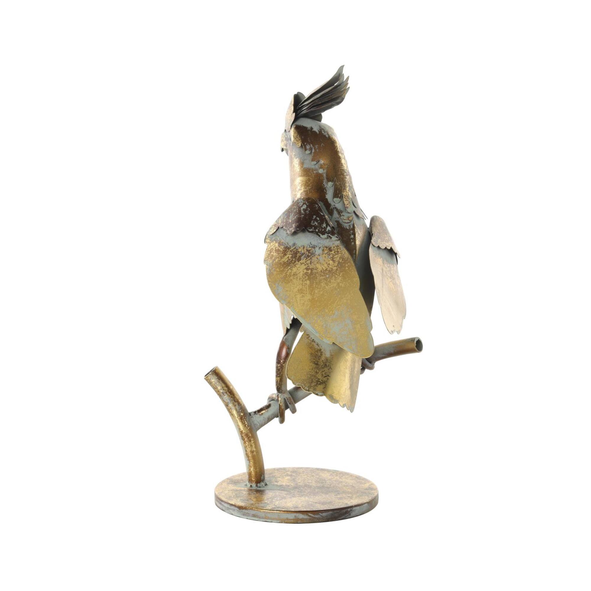 14.5" Bronze Patina Cockatiel on Branch Metal Garden Sculpture